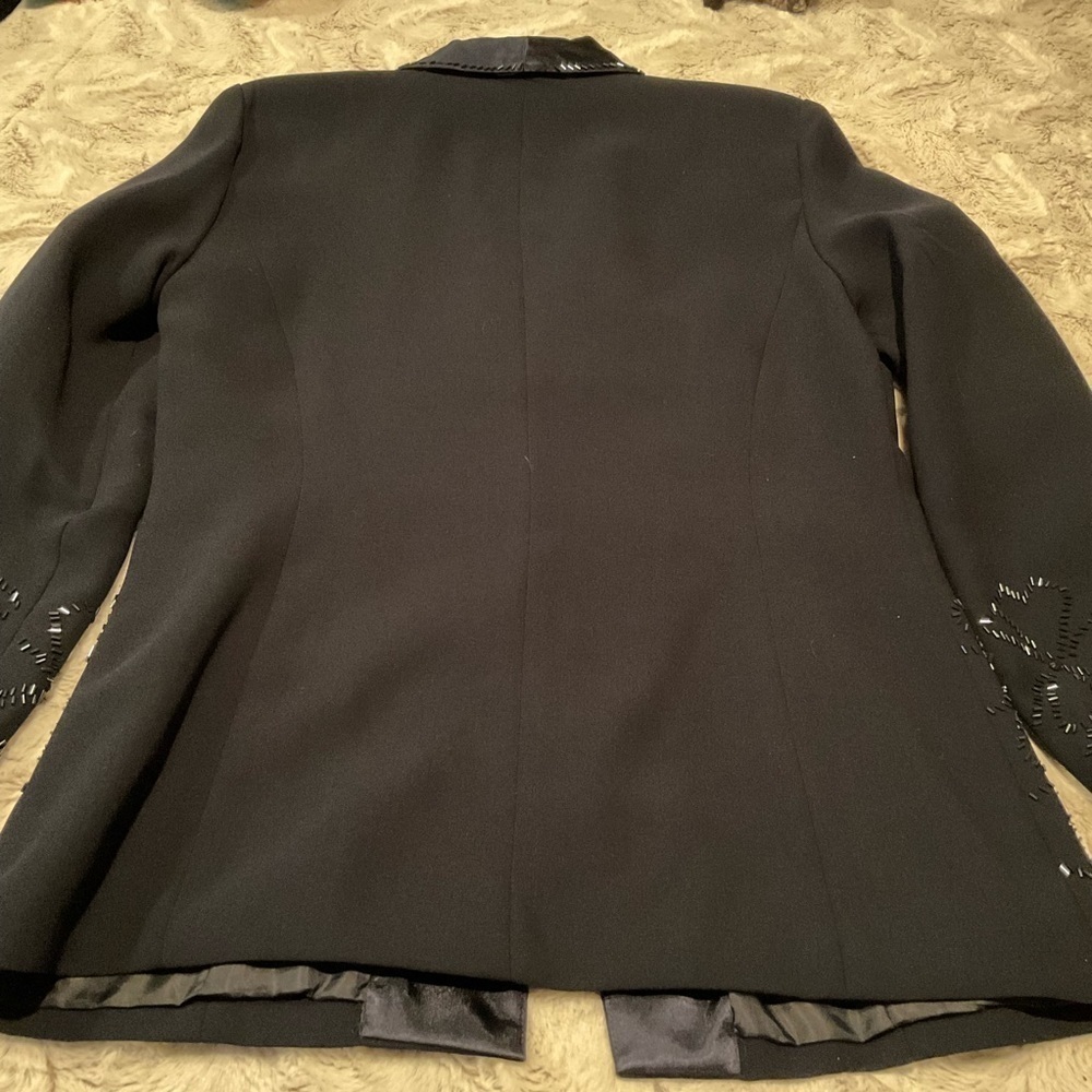 Maxie Klein Navy Blue Bead Trimmed 2-pc Special Occasion Suit - Picture 5 of 11